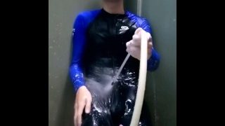 Big Dick! Boy cuming in wetsuit with handjob